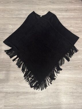Black Fringe Poncho
